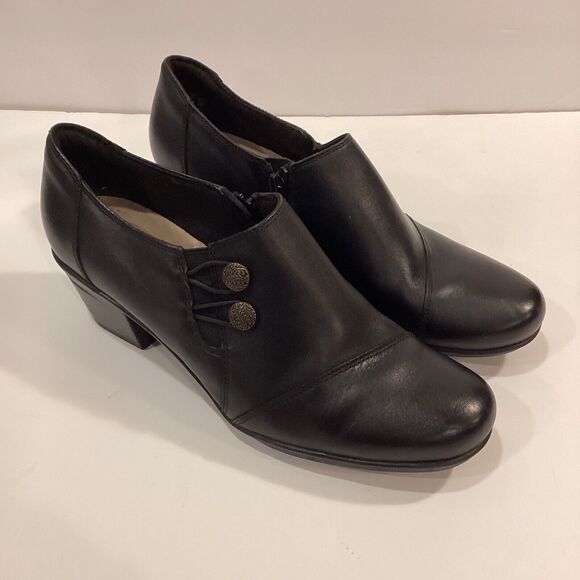 Clarks Shoes - Clarks Womens Emslie Warren Leather Slip on Shoes Black Sz 9 Grandma